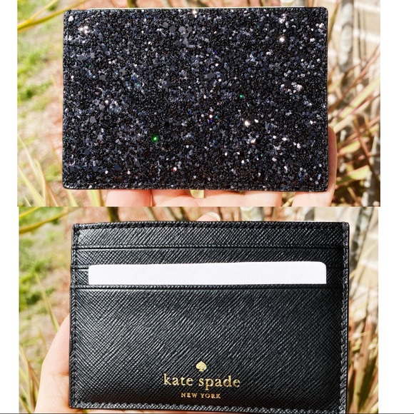 kate spade Handbags - Kate spade card holder wallet black glitter
